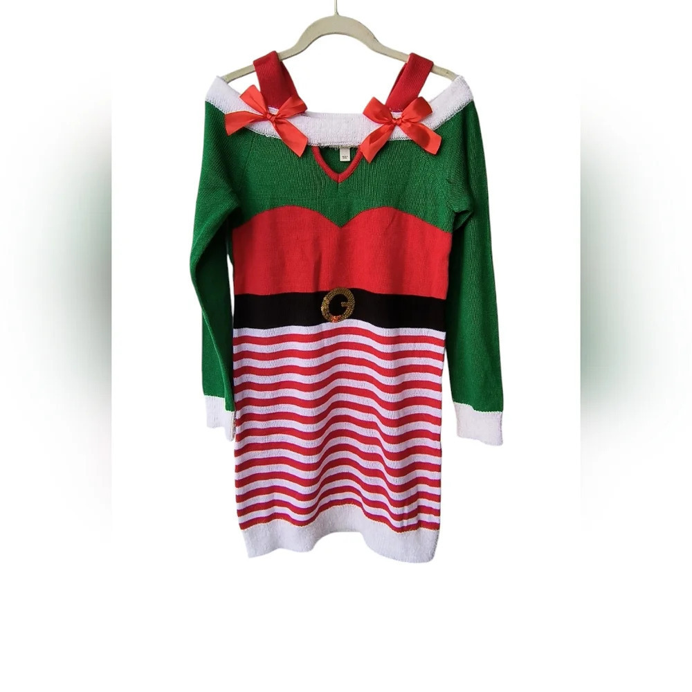 Derek Heart Christmas Festive Holiday Elf Dress, L